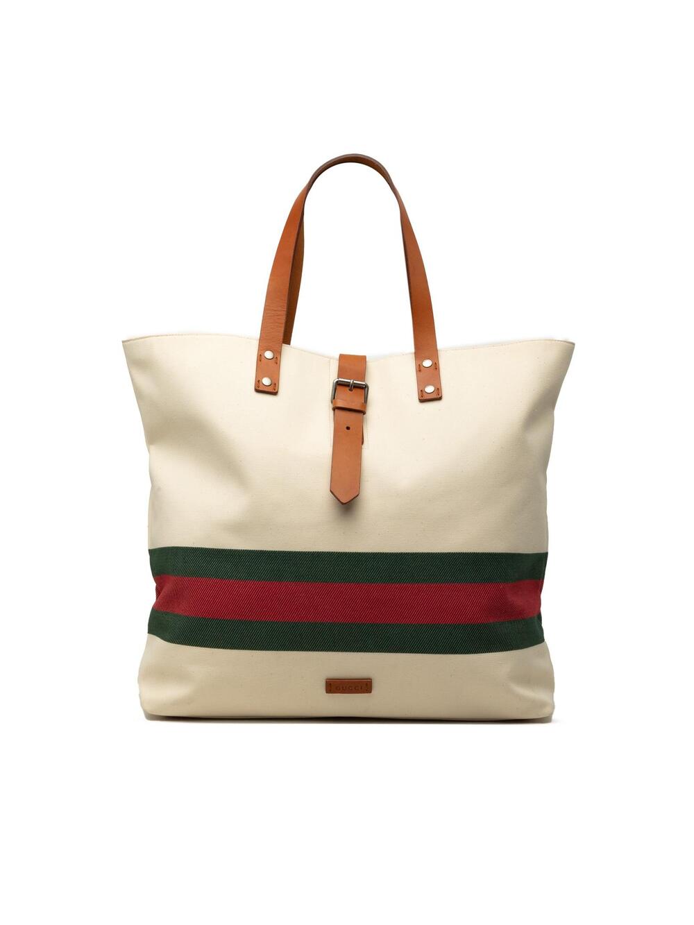 Gucci Canvas Web Tote Pre-Loved Light #346876G48B